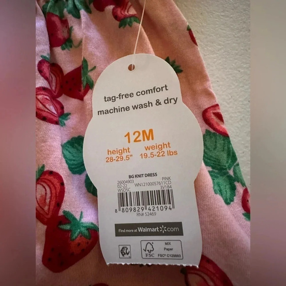 NWT Baby Girl Dress 18 Months Wonder Nation Strawberries with diaper cover - Picture 3 of 4